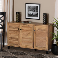 Baxton Studio FP-04LV-Wotan Oak Coolidge Modern and Contemporary Oak Brown Finished Wood 3-Door Shoe Storage Cabinet6